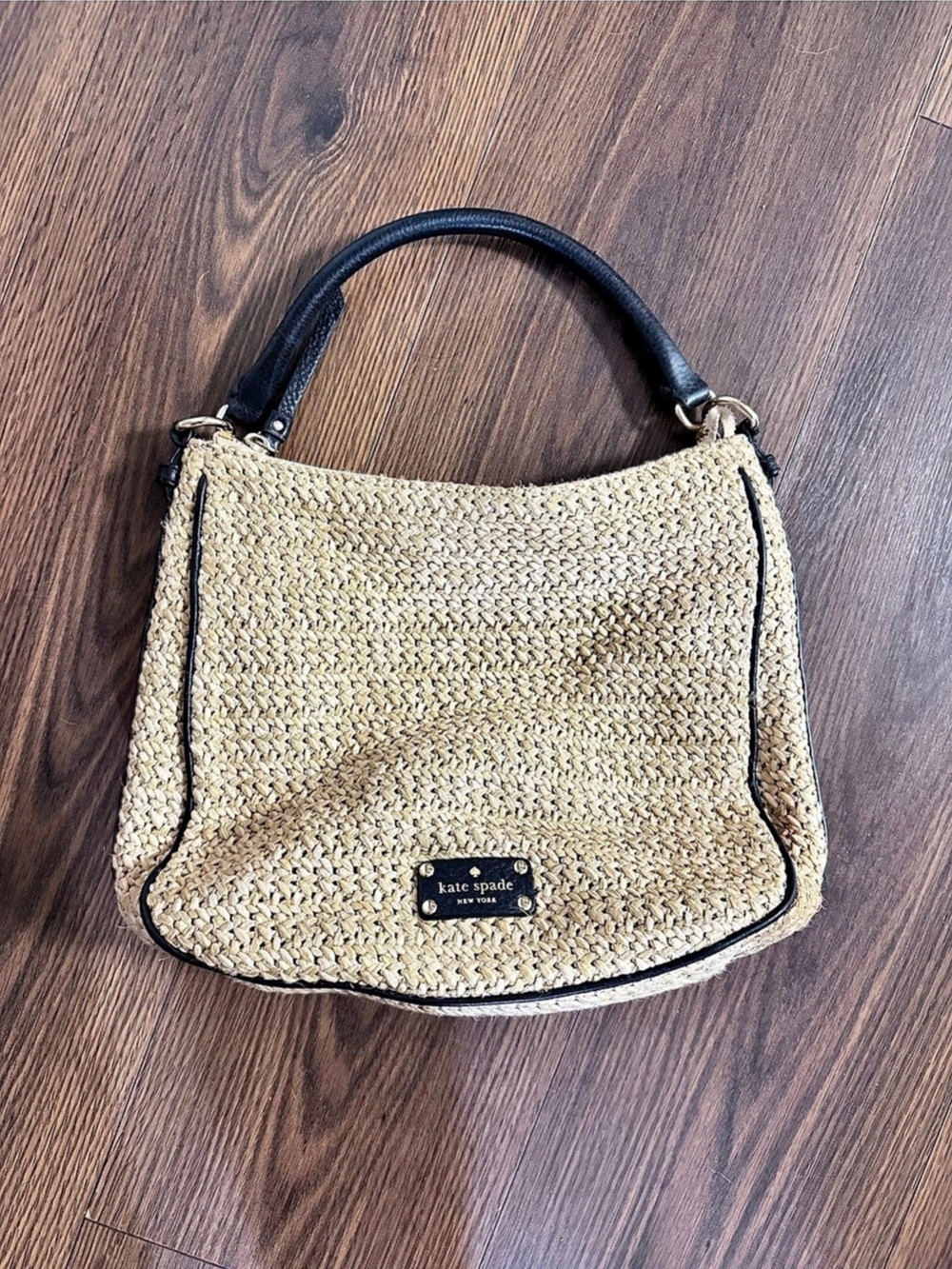 kate spade new york Woven Crossbody Bag in Beige & Black